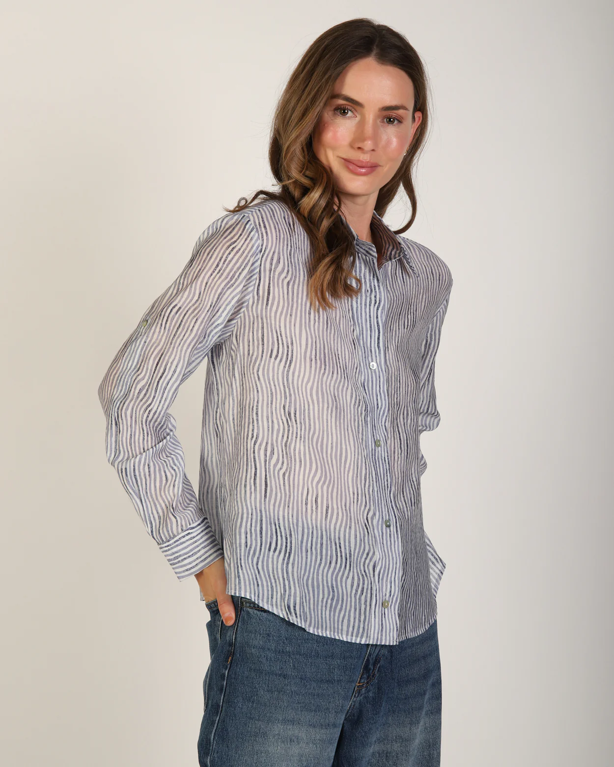 Alia Shirt - Navy/White