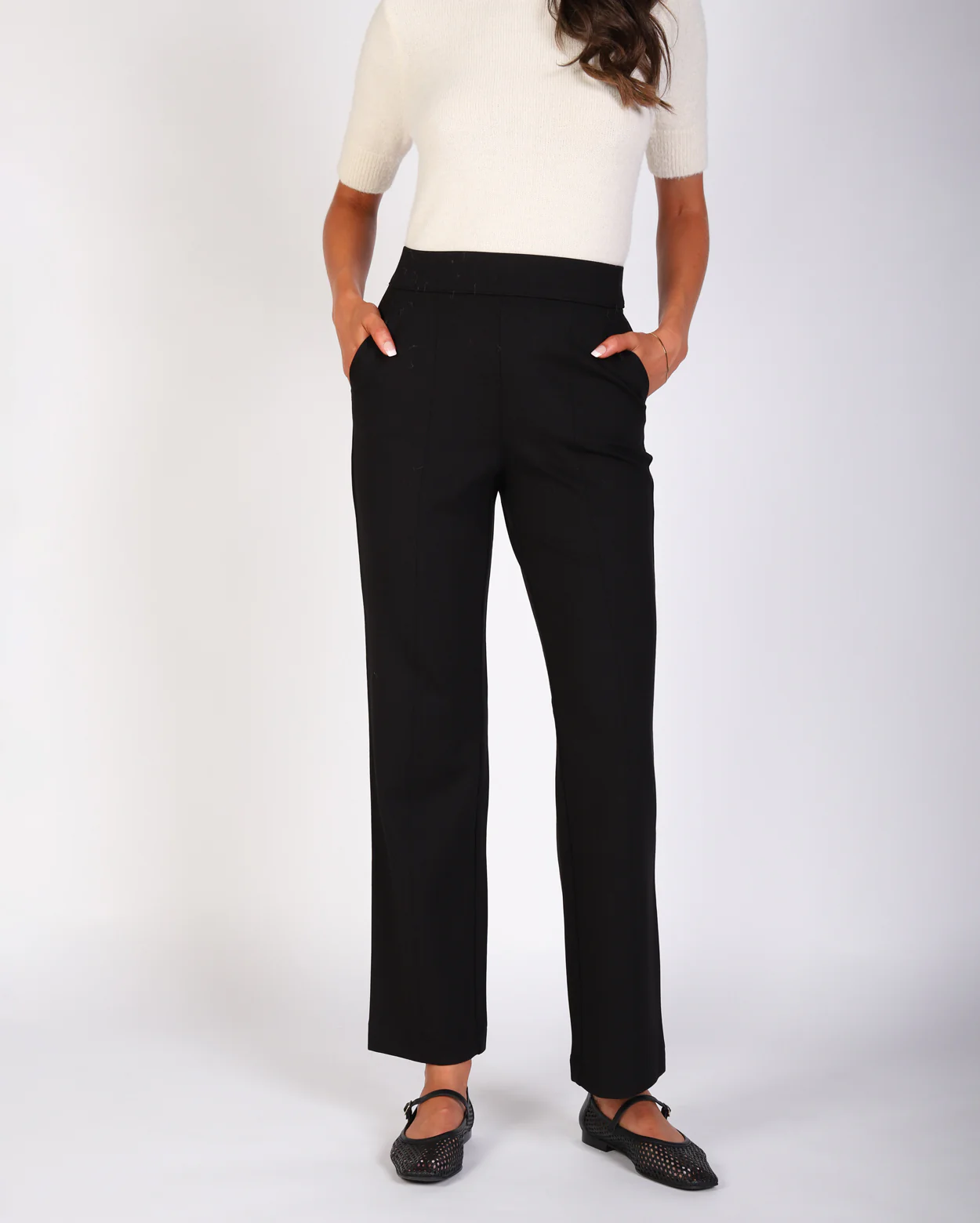 Amelia Straight Leg Ponte Pant - Black - Image 2
