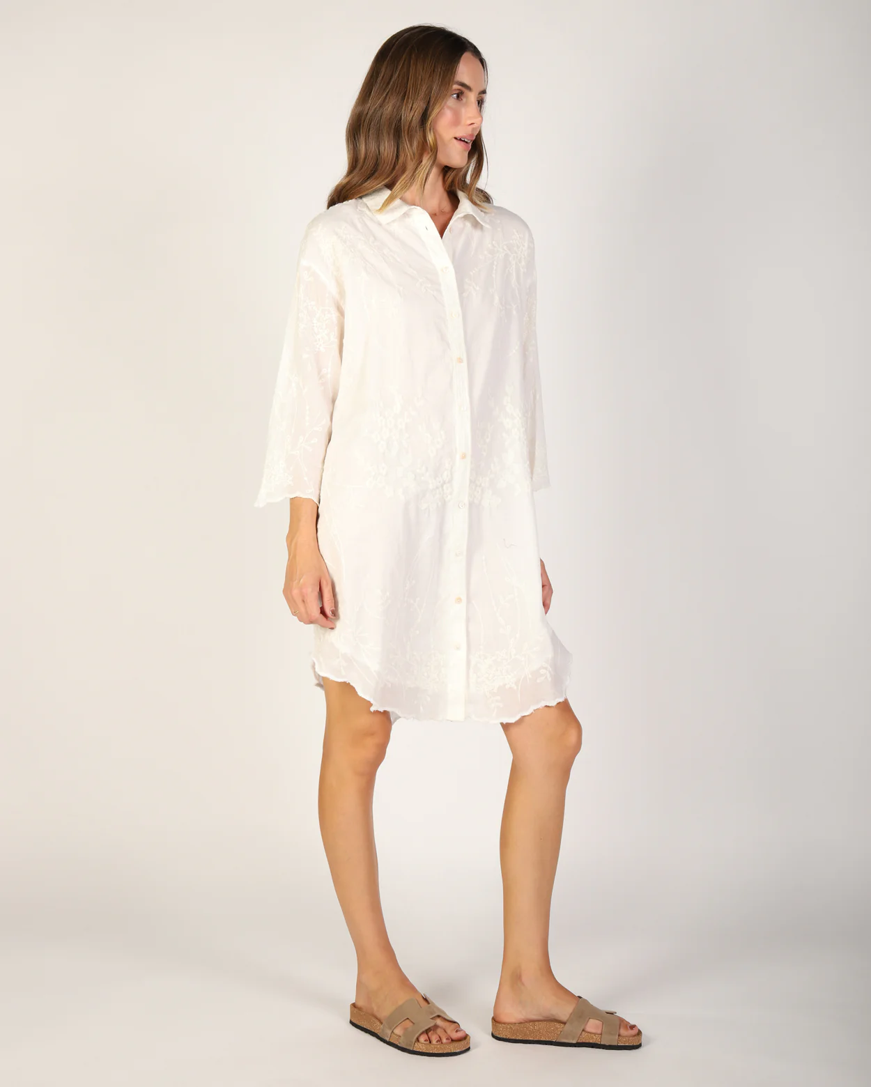 Flora Shirt Dress - White - Image 3