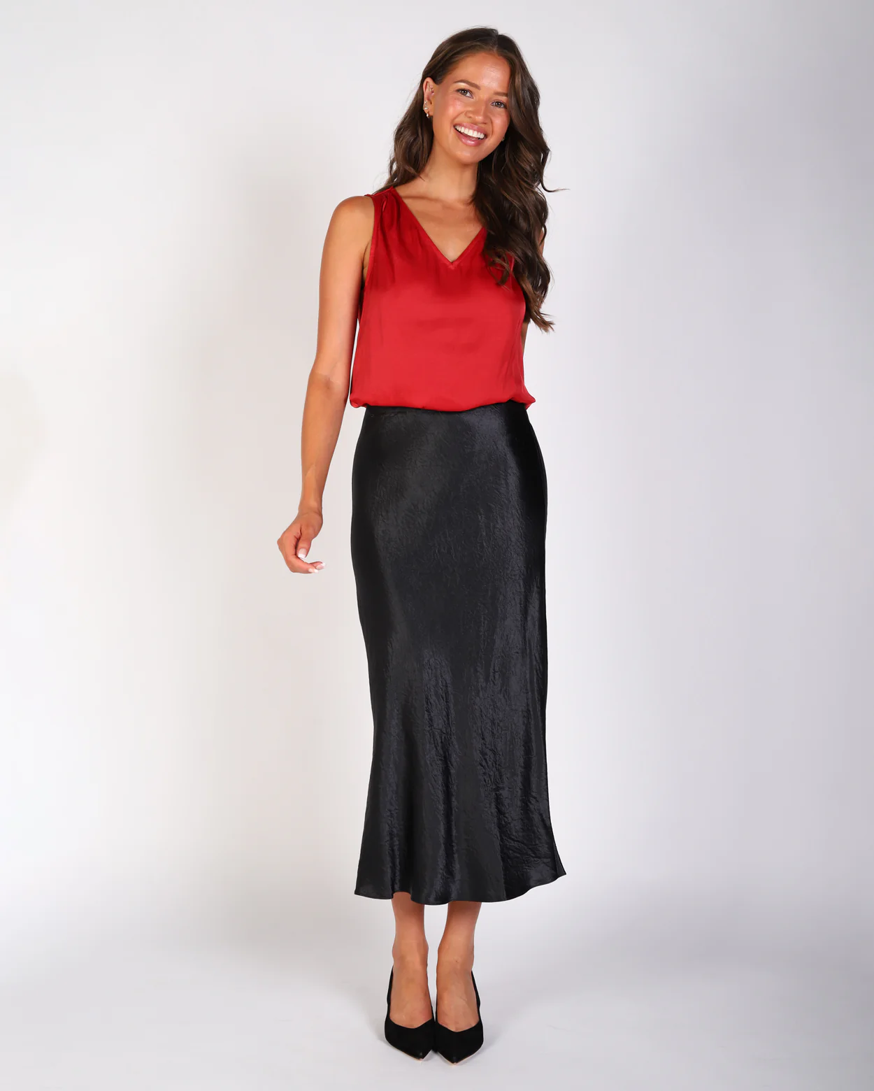 Freya Crinkle Slip Skirt  - Black - Image 3