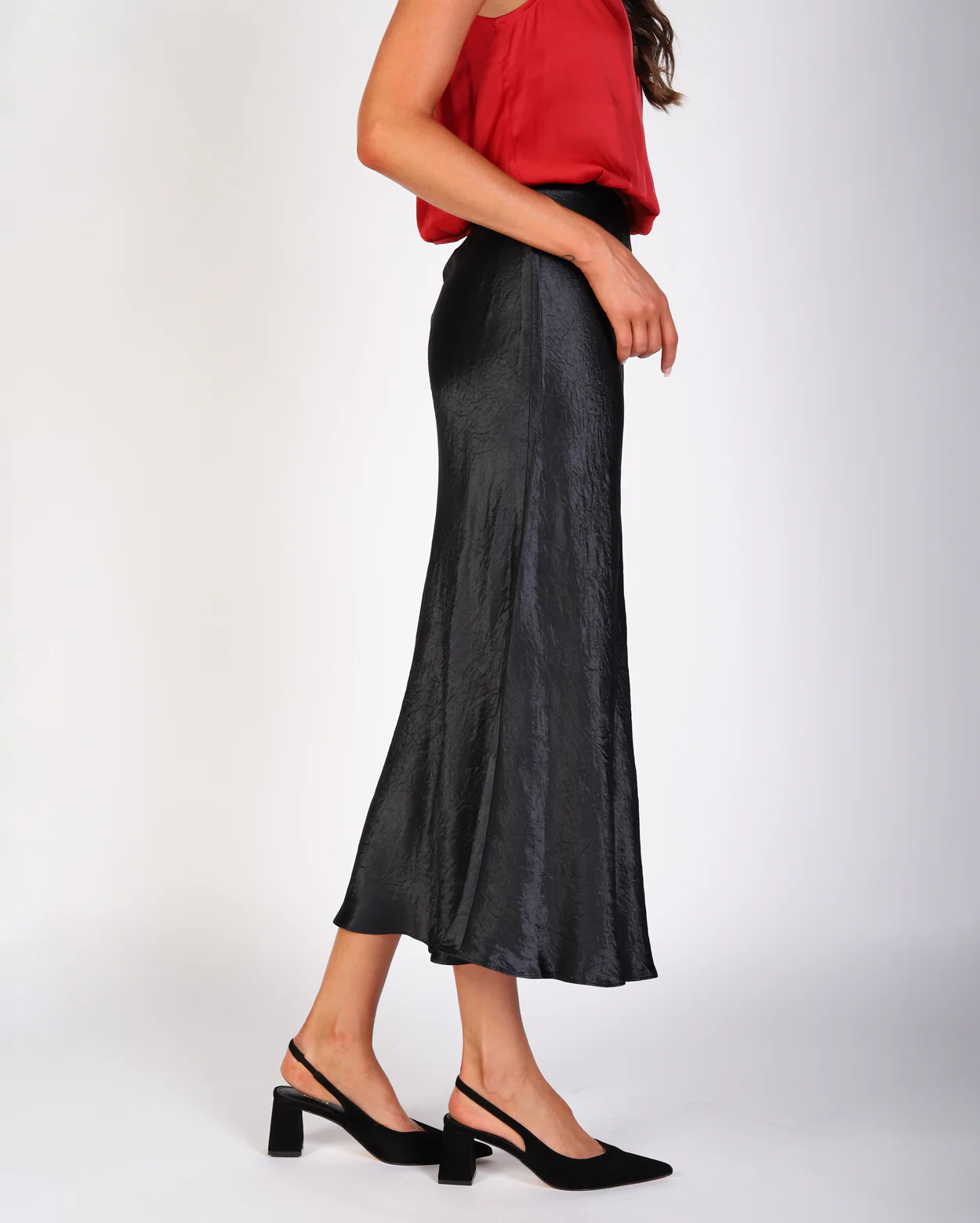 Freya Crinkle Slip Skirt  - Black - Image 4