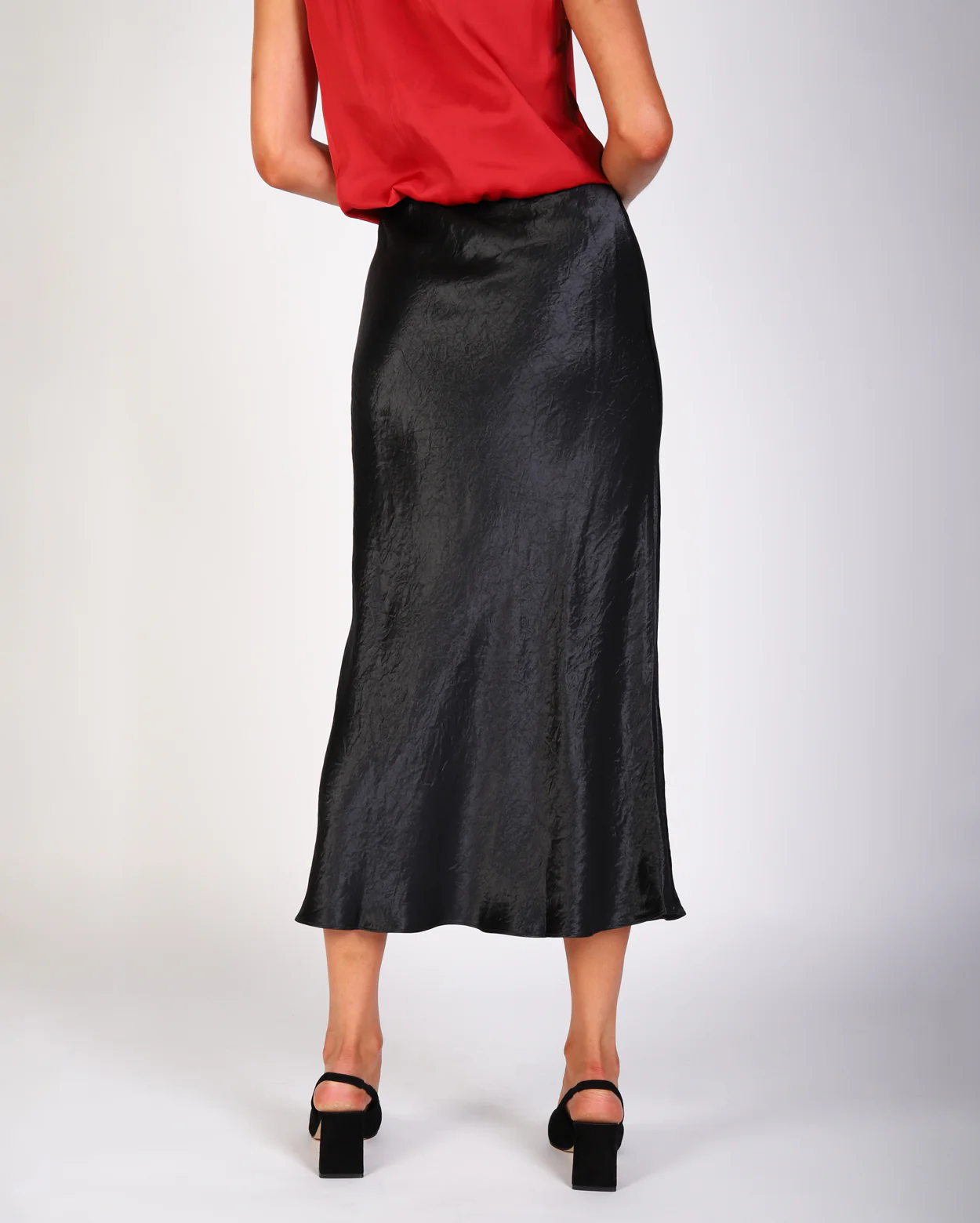 Freya Crinkle Slip Skirt  - Black - Image 5
