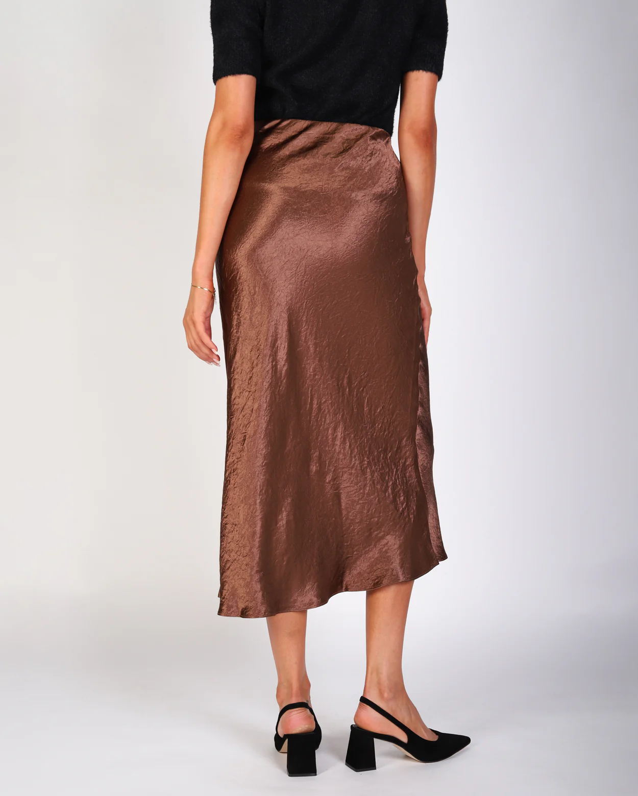 Freya Crinkle Slip Skirt - Chestnut - Image 5