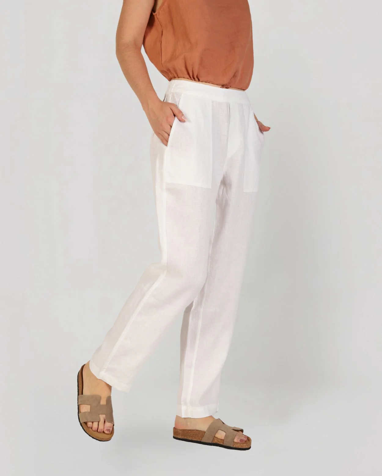 Gina Linen Pant - White - Image 3