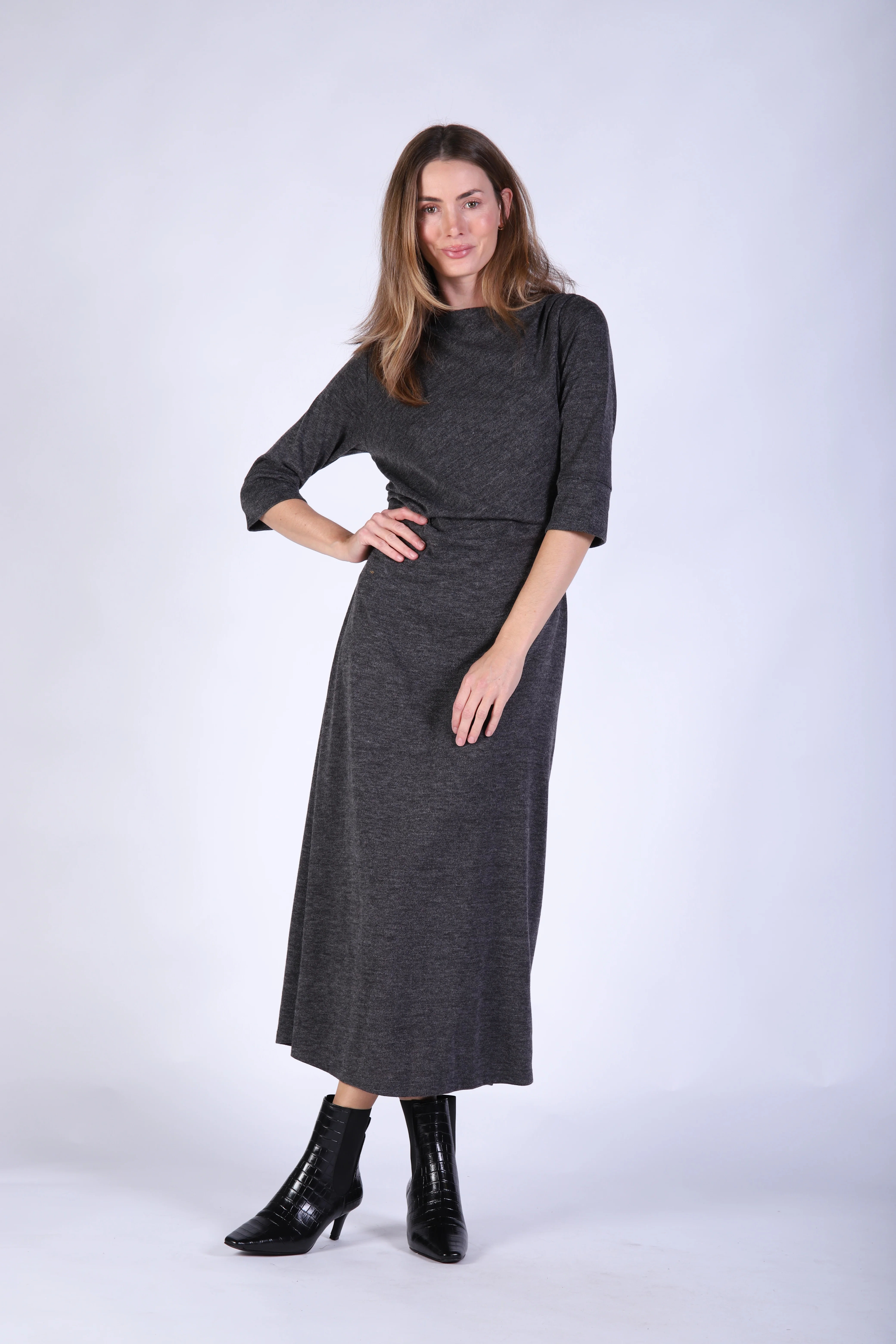 Mya Long Sleeve Dress - Charcoal