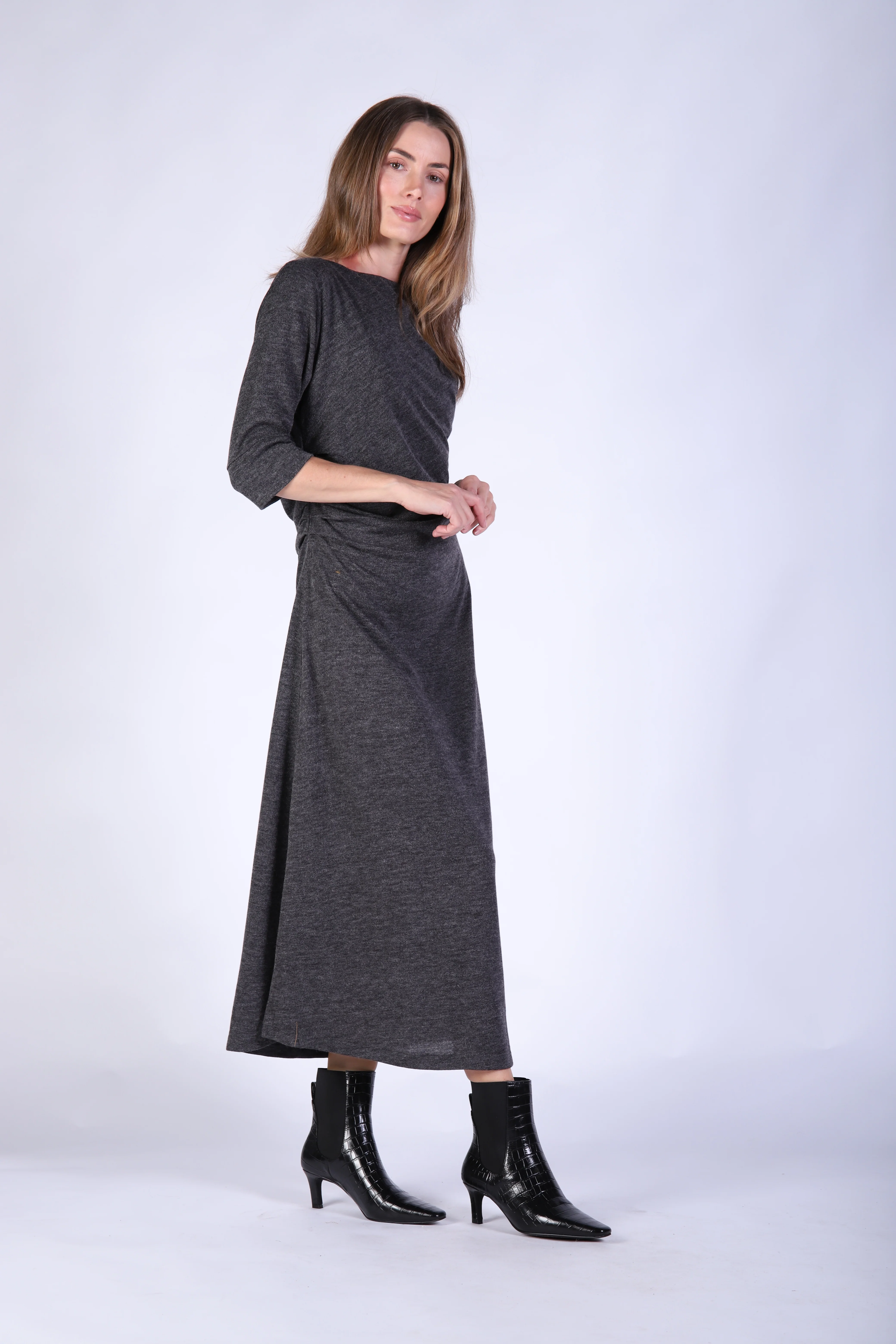 Mya Long Sleeve Dress - Charcoal - Image 3