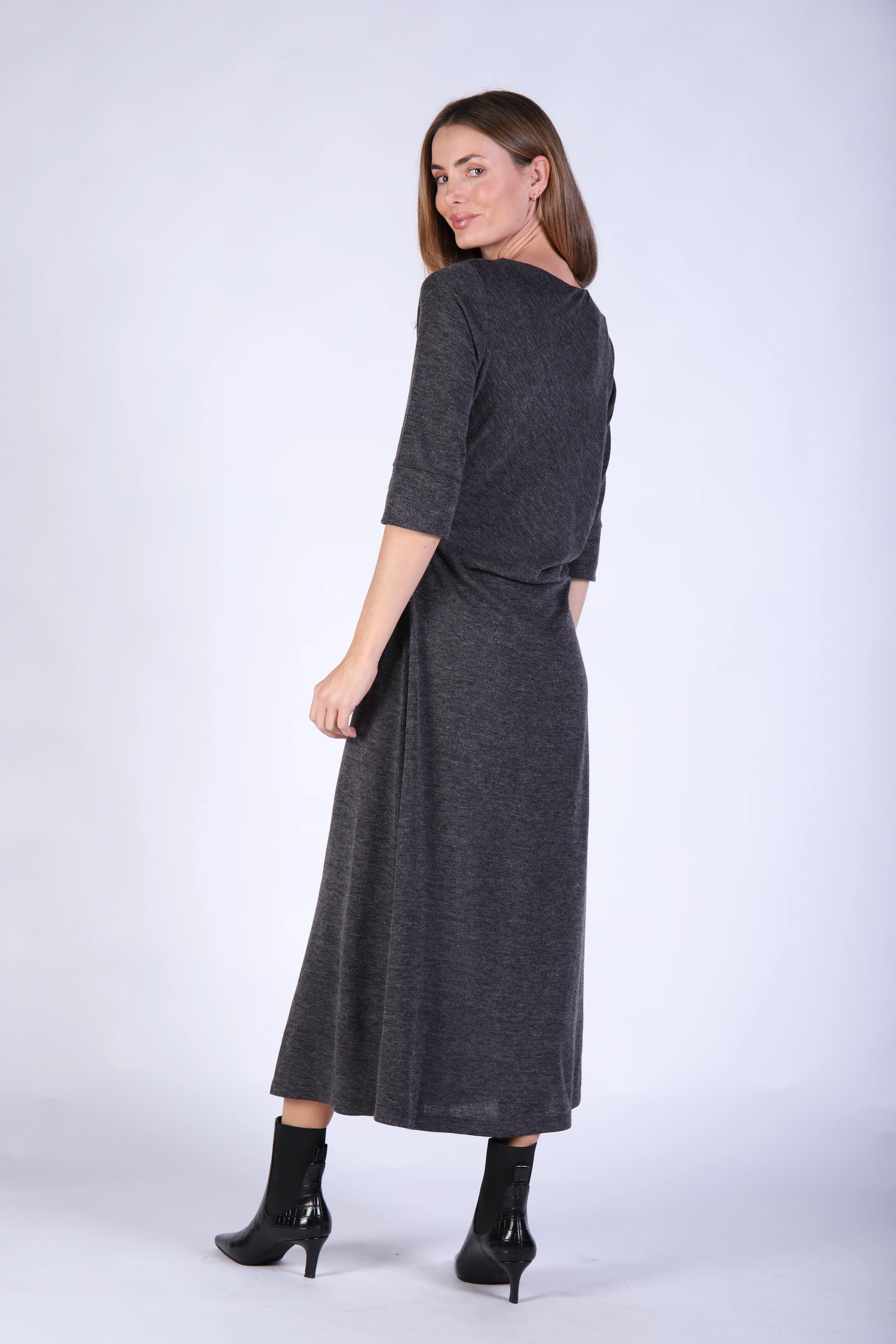 Mya Long Sleeve Dress - Charcoal - Image 5