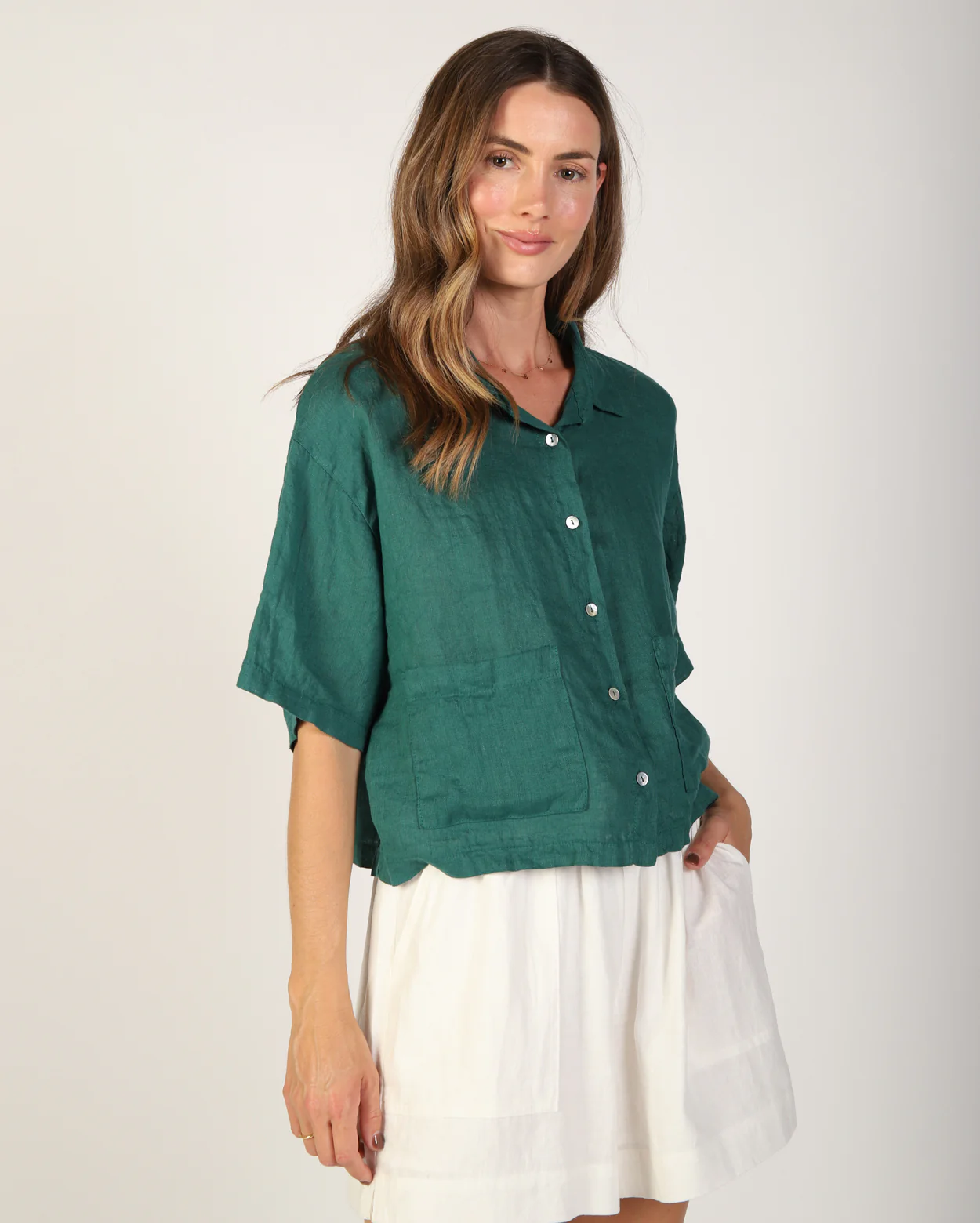 Nikki Linen Shirt - Seafoam - Image 5