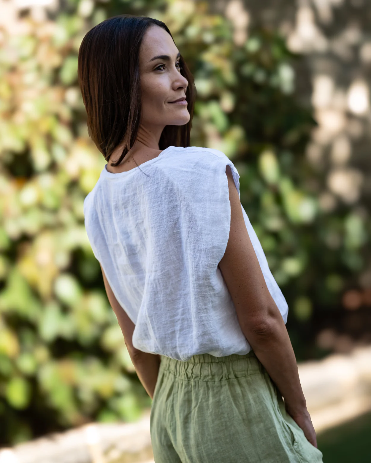 Sabine Linen Top - White - Image 3