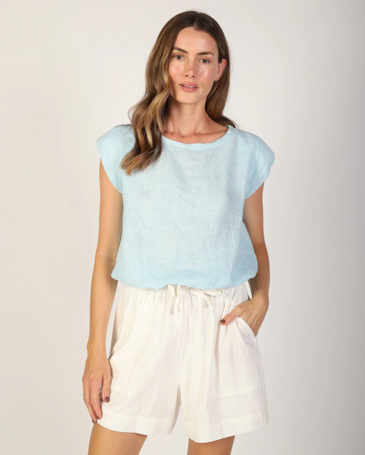Sabrina Linen Top - Sky - Image 5