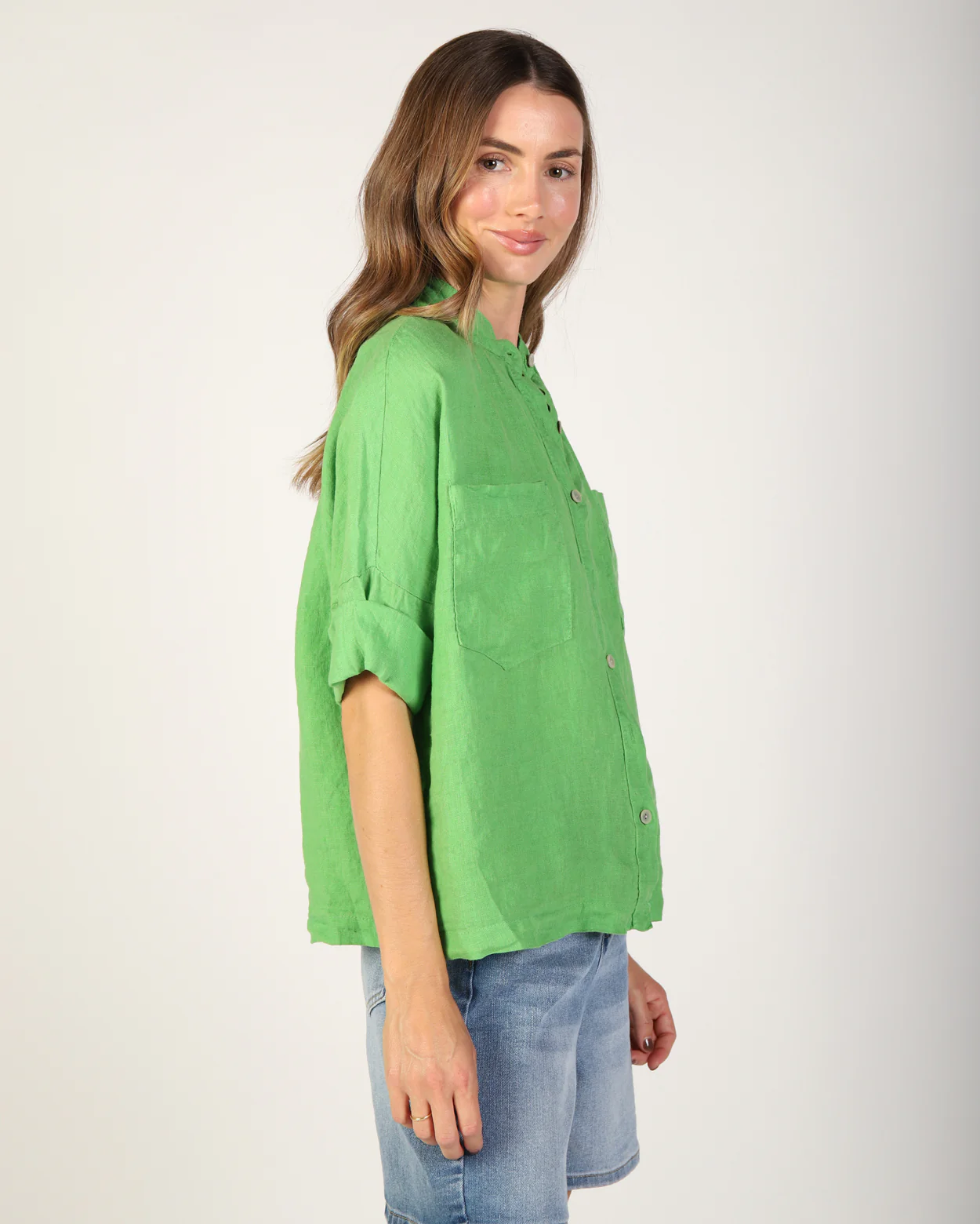 Savannah Linen Shirt - Emerald - Image 3