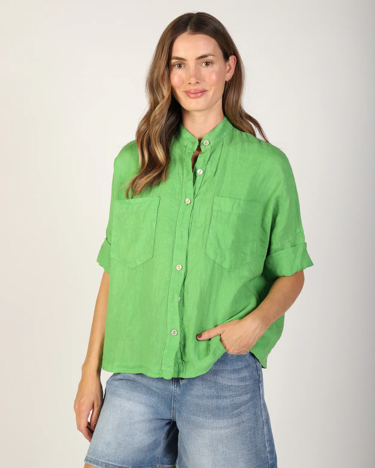 Savannah Linen Shirt - Emerald - Image 5