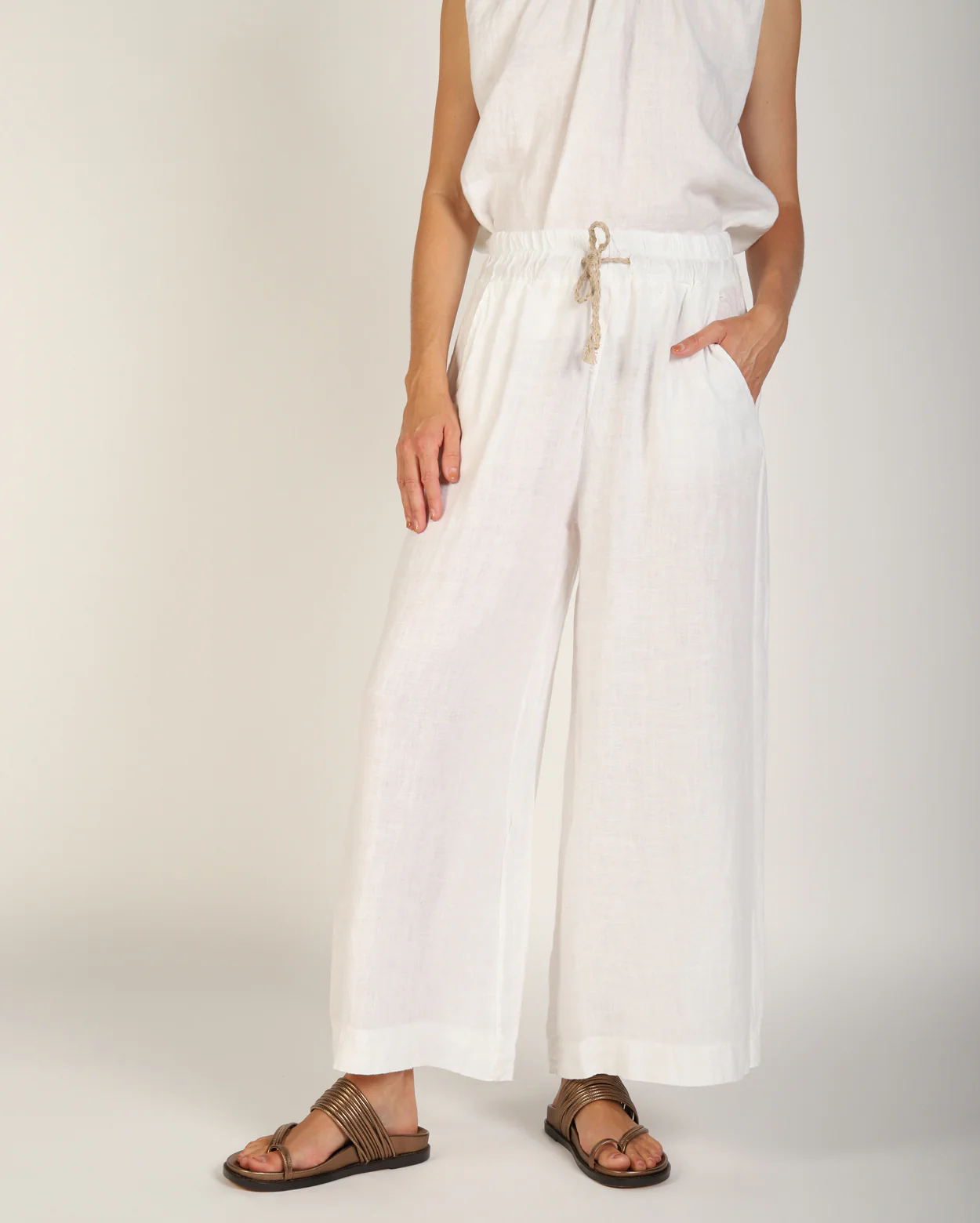 Xina Linen Pant - White - Image 3