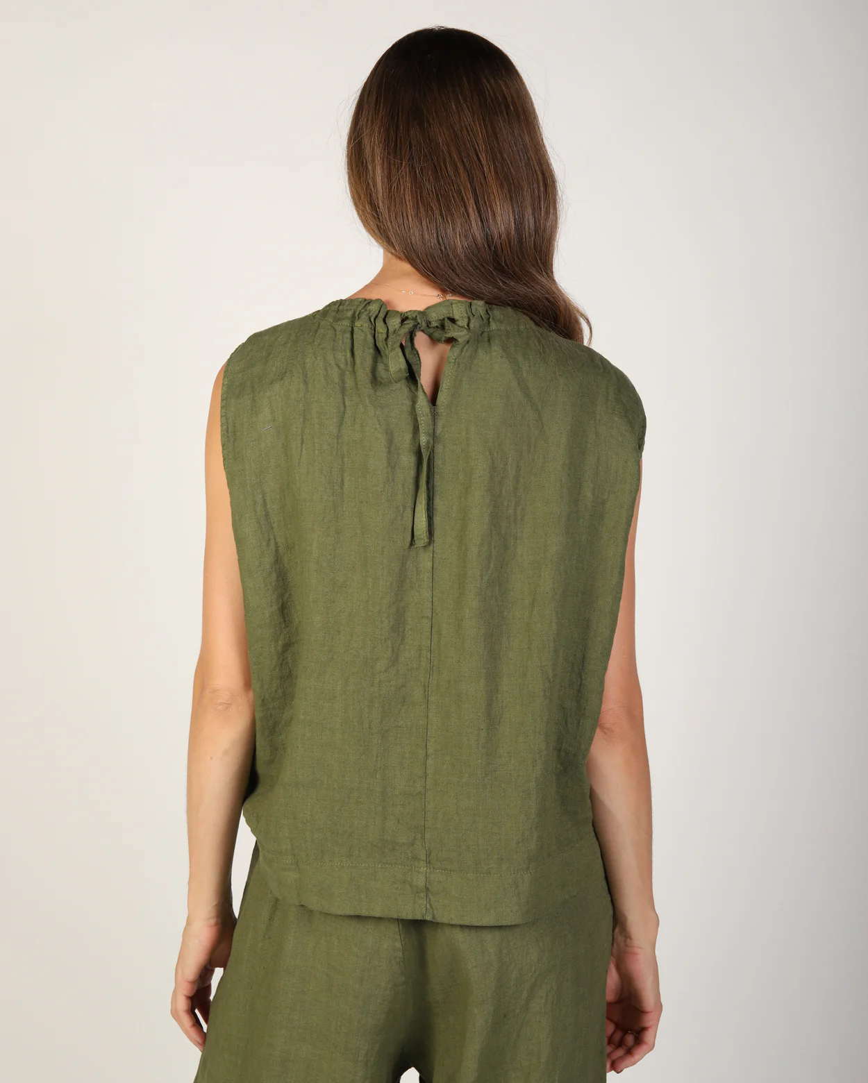Xina Linen Top - Moss - Image 4