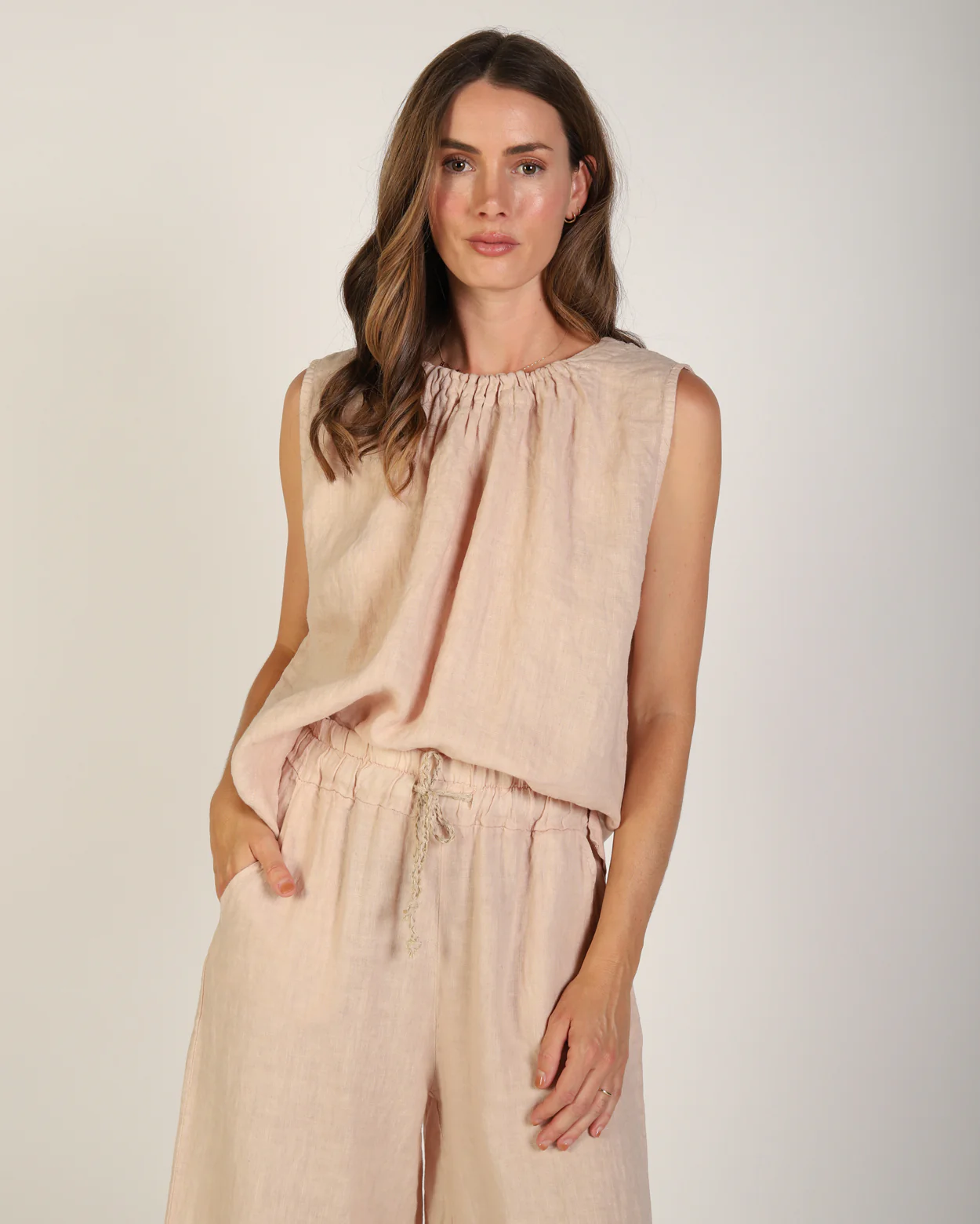 Xina Linen Top - Sand - Image 3