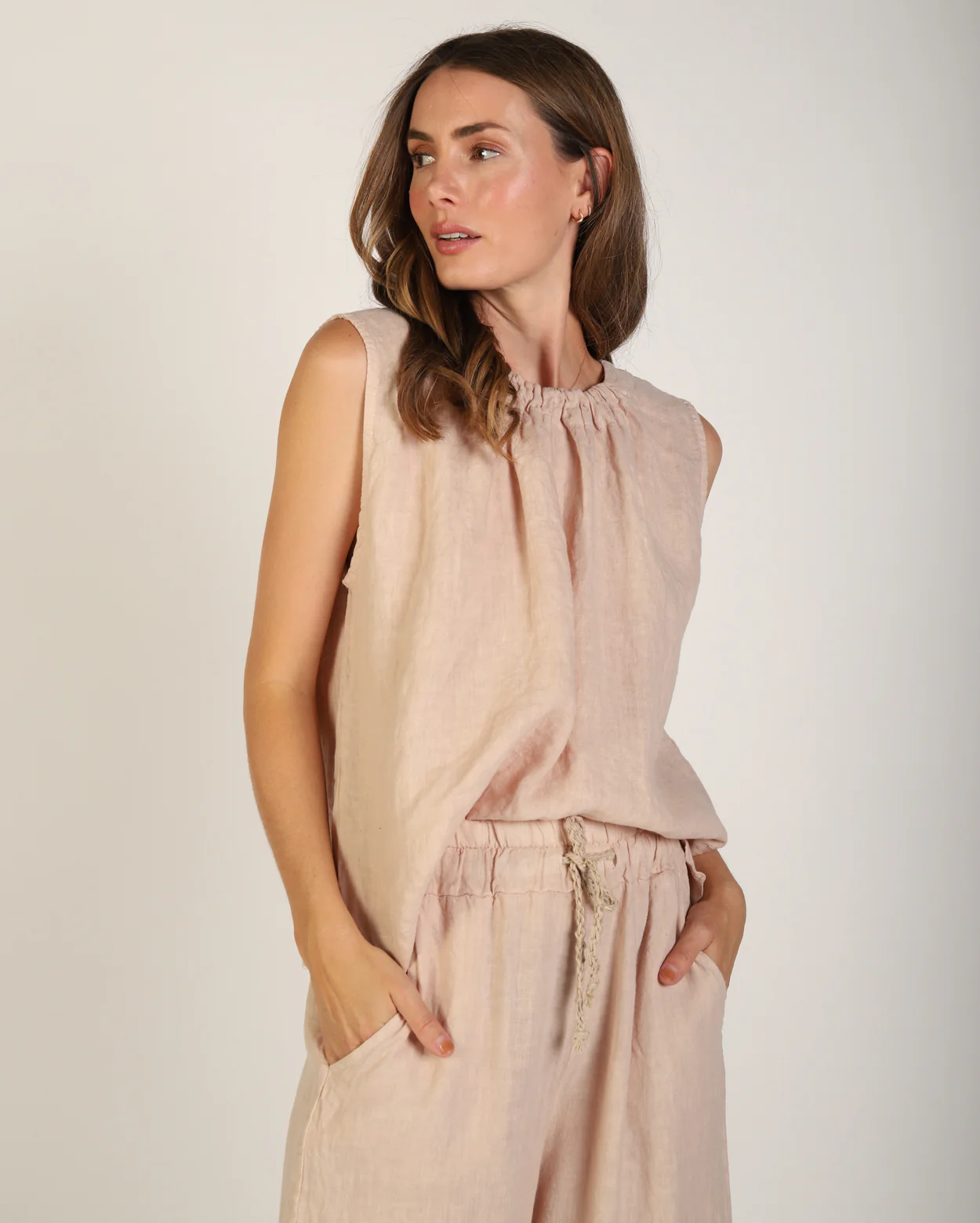 Xina Linen Top - Sand - Image 4