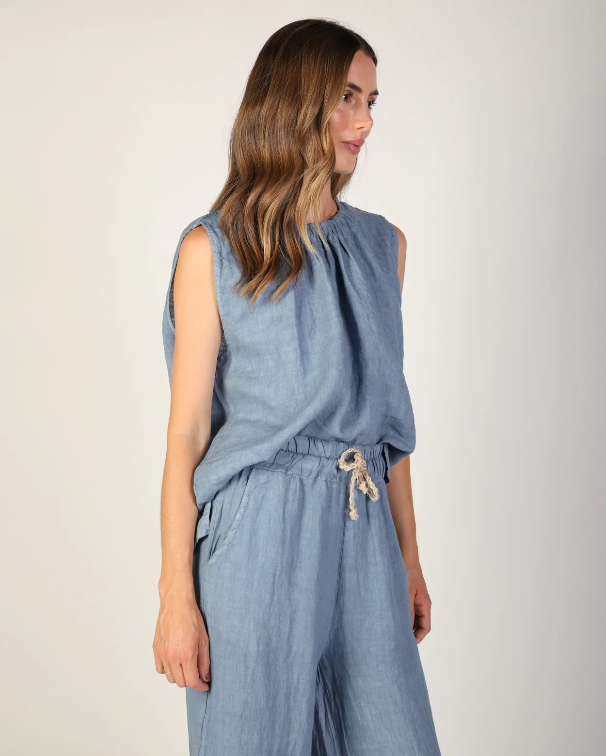 Xina Linen Top - Steel - Image 3