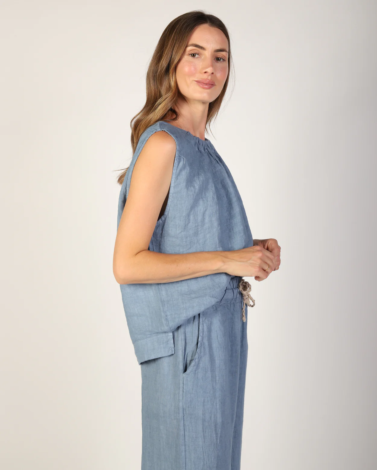 Xina Linen Top - Steel - Image 4